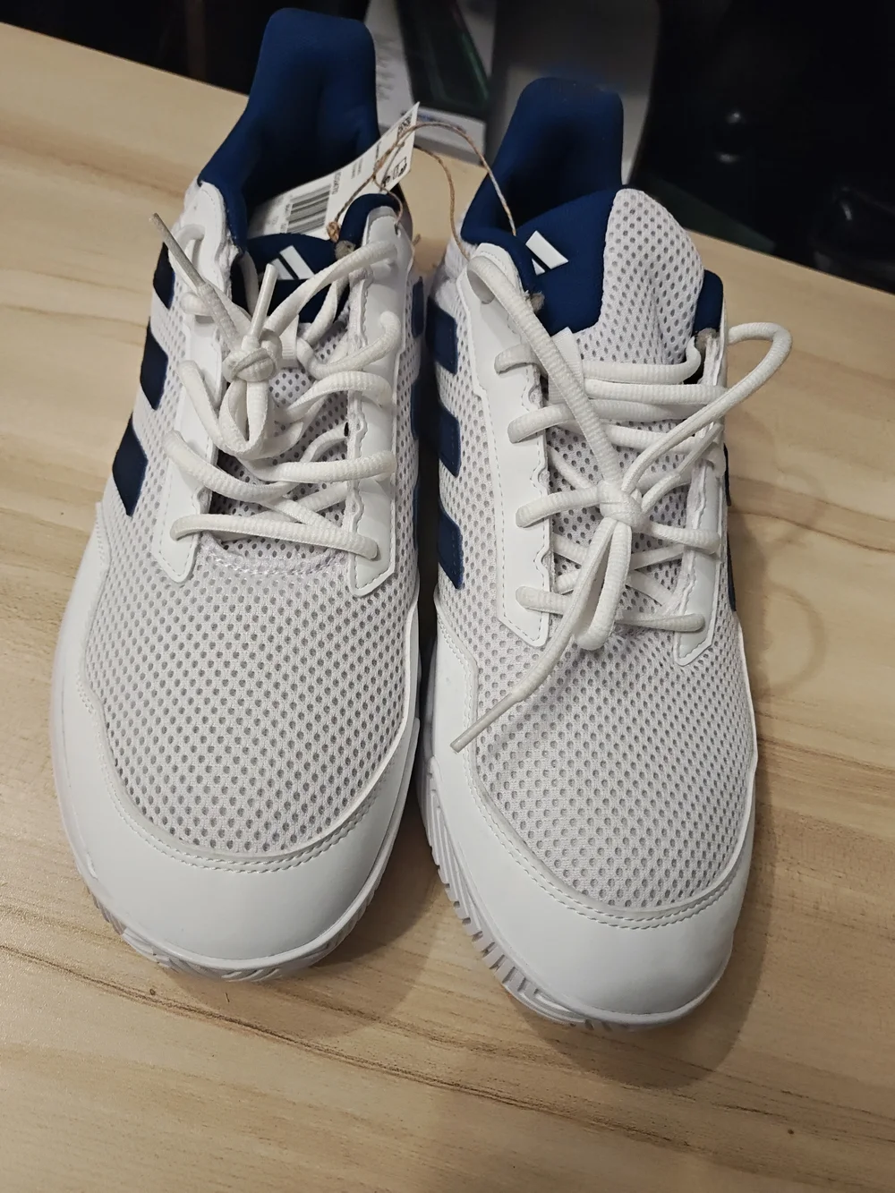 adidas White and Navy Low-Top Mesh Sneakers 13